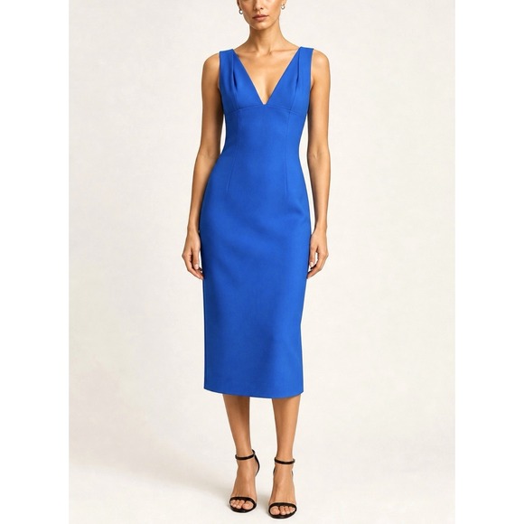 Victoria Beckham Dresses & Skirts - NEW! Victoria Beckham Wool Blend Bodycon Midi Dress Royal Blue SZ 4